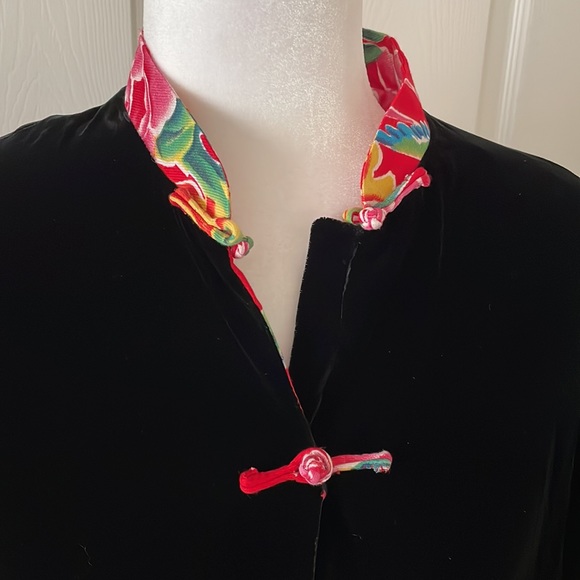 Reversible Velvet/Cotton Mandarin Collar Jacket - Picture 3 of 16